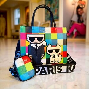 Karl Lagerfeld Multicolor Checkered Tote